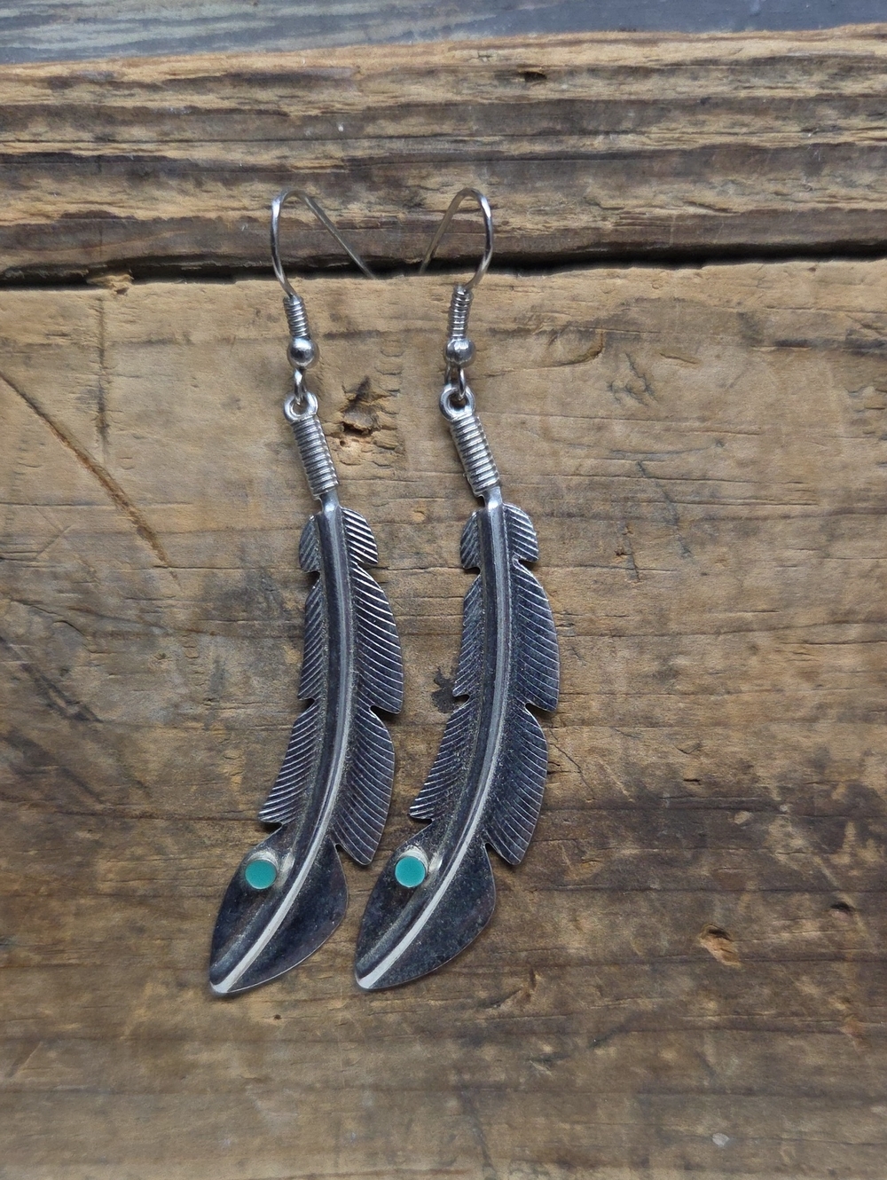 Silver Feather Dangle Earrings